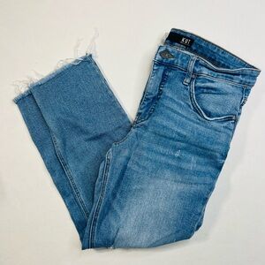 Kut From The Kloth Womens Medium Wash High Rise Ankle Straight Jeans Distressed